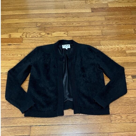 Vintage Talk of the Walk Evening Mohair Open Front Jacket Size XL Black Rabbit - Picture 1 of 5